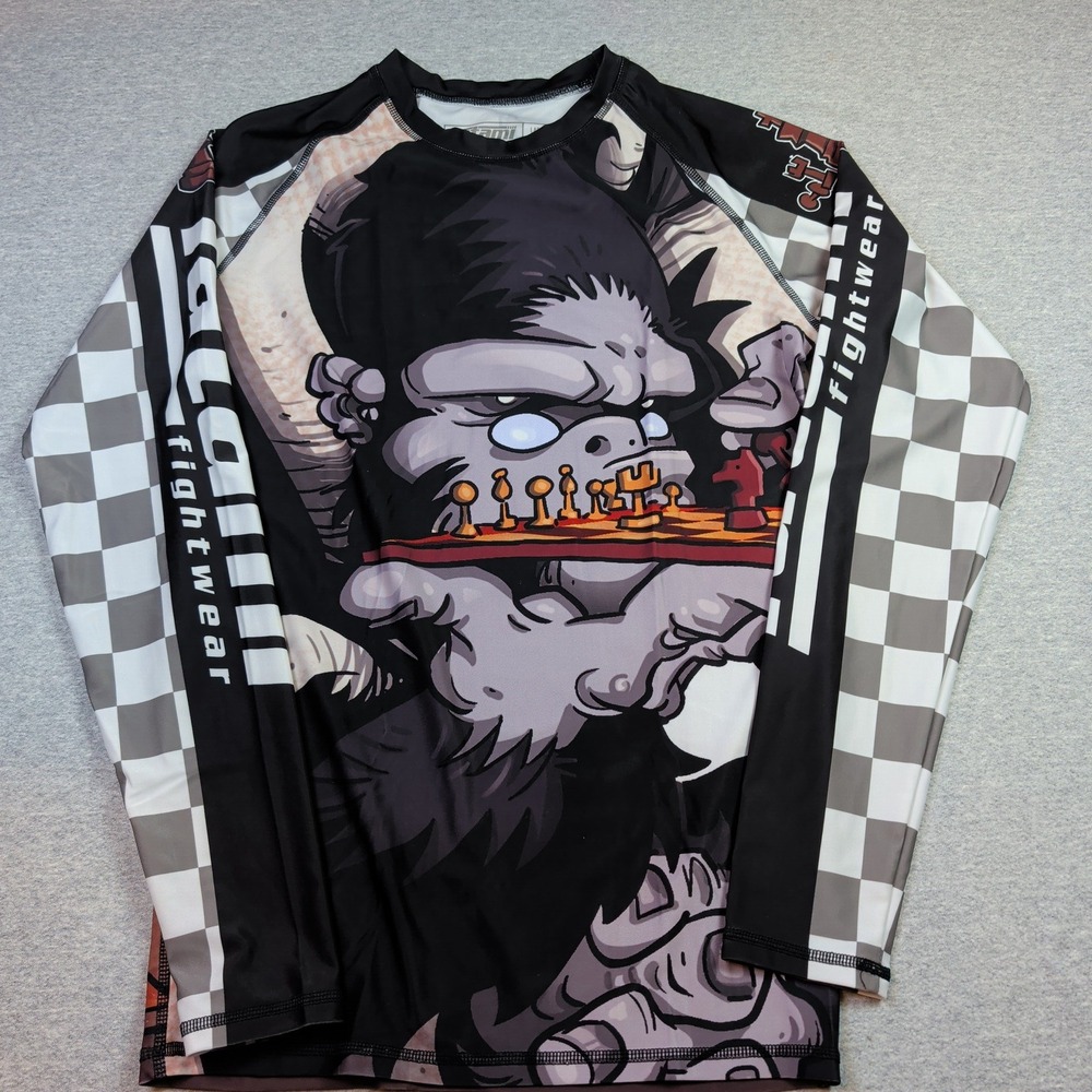 Tatami Fightwear Gorilla Chess Jiu Jitsu Rash Guard Mens Large Long Sleeve MMA